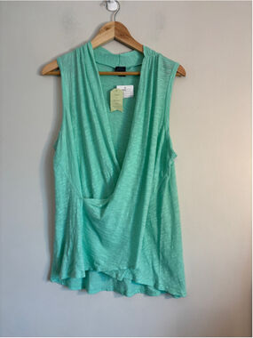 Anthropologie Left of Centre Sleeveless Wrap Tank Top Green Size L BNWT Casual